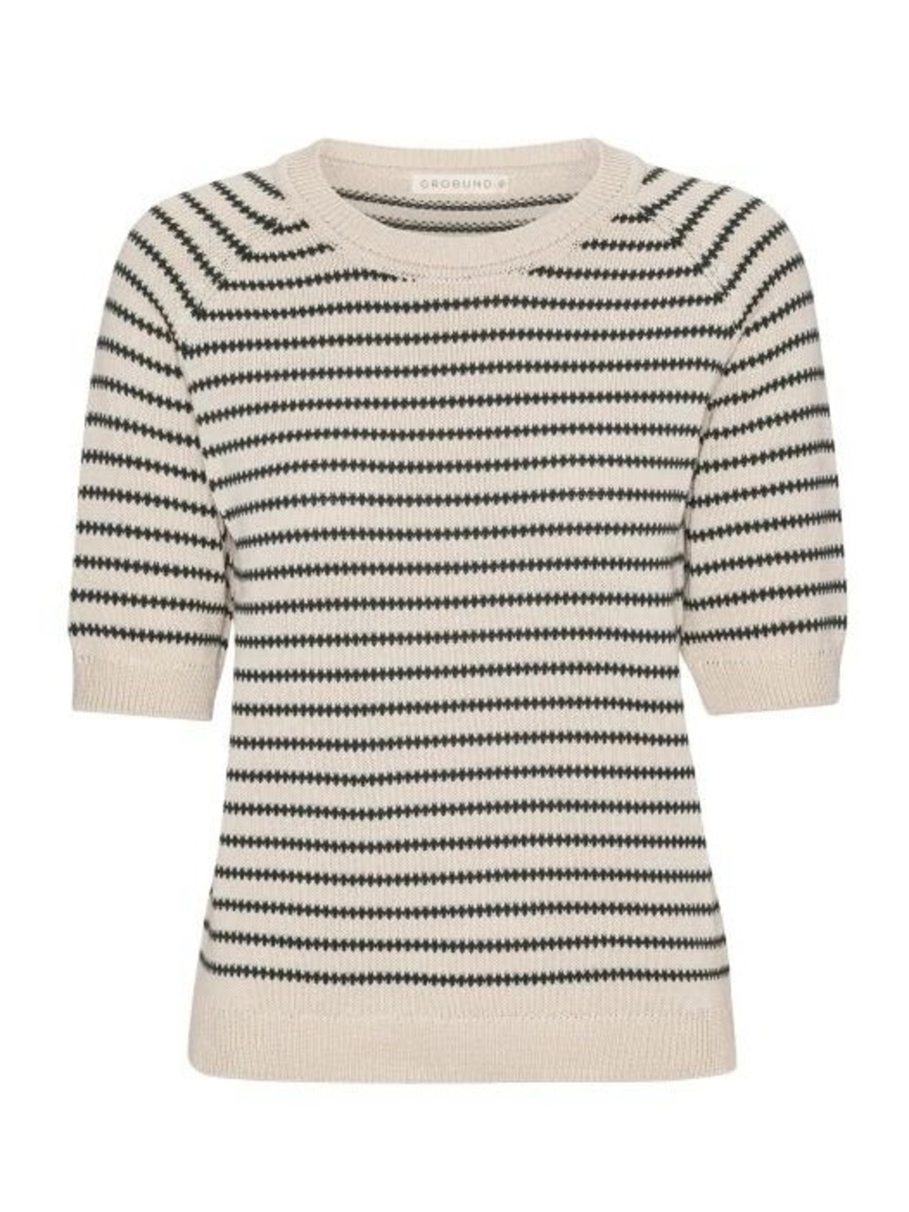 Grobund Alva Sweater Tee in green and cream
